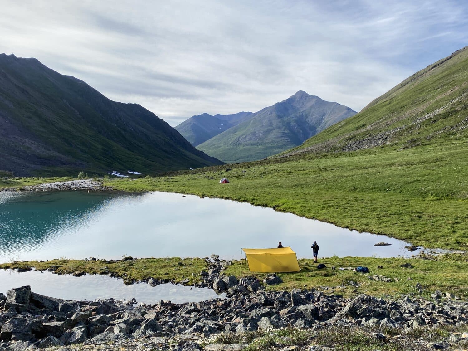 Beautiful camp near a lake in the Ogilvie Mountains