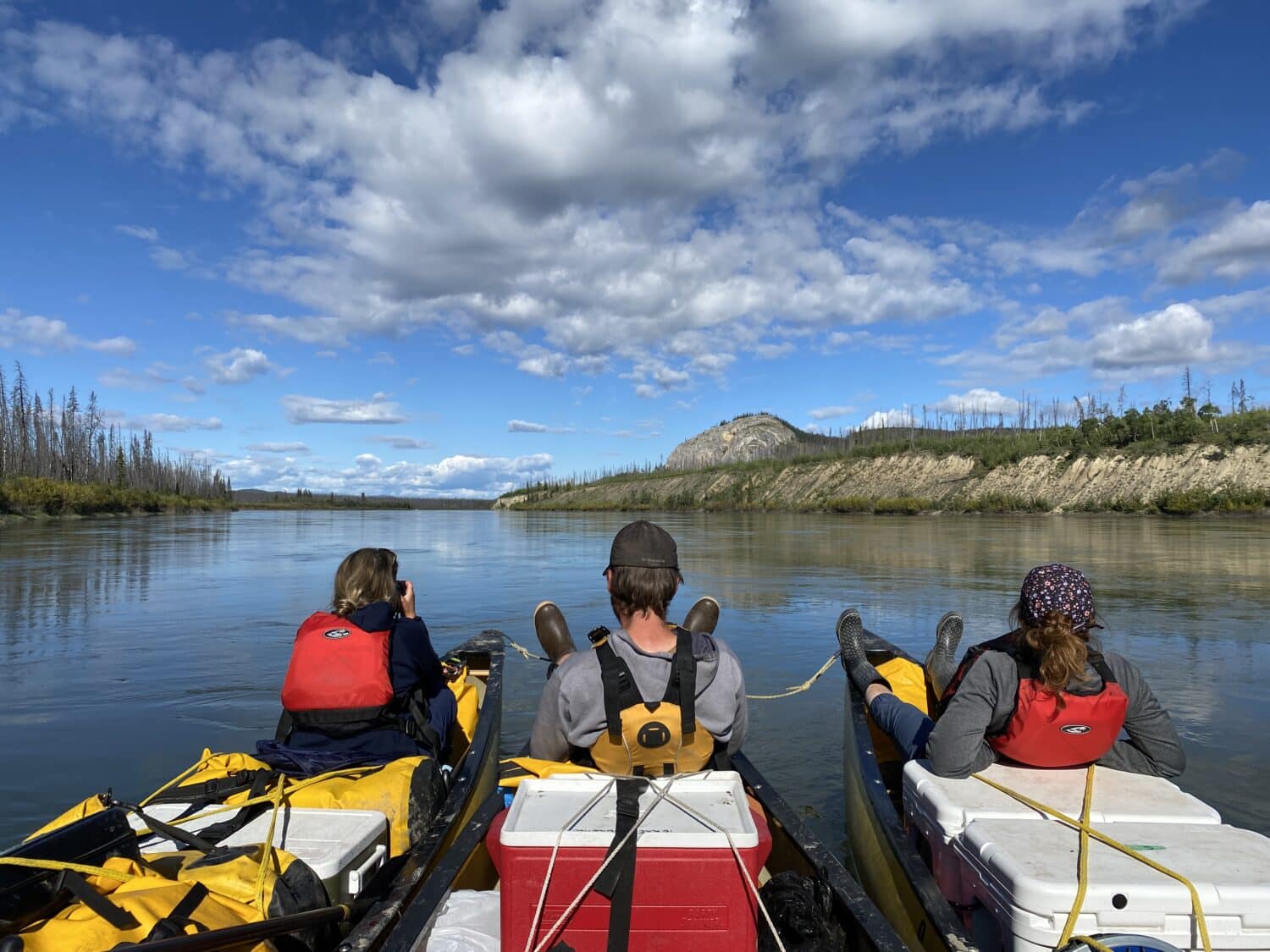 Enjoying the paddle down the Yukon River